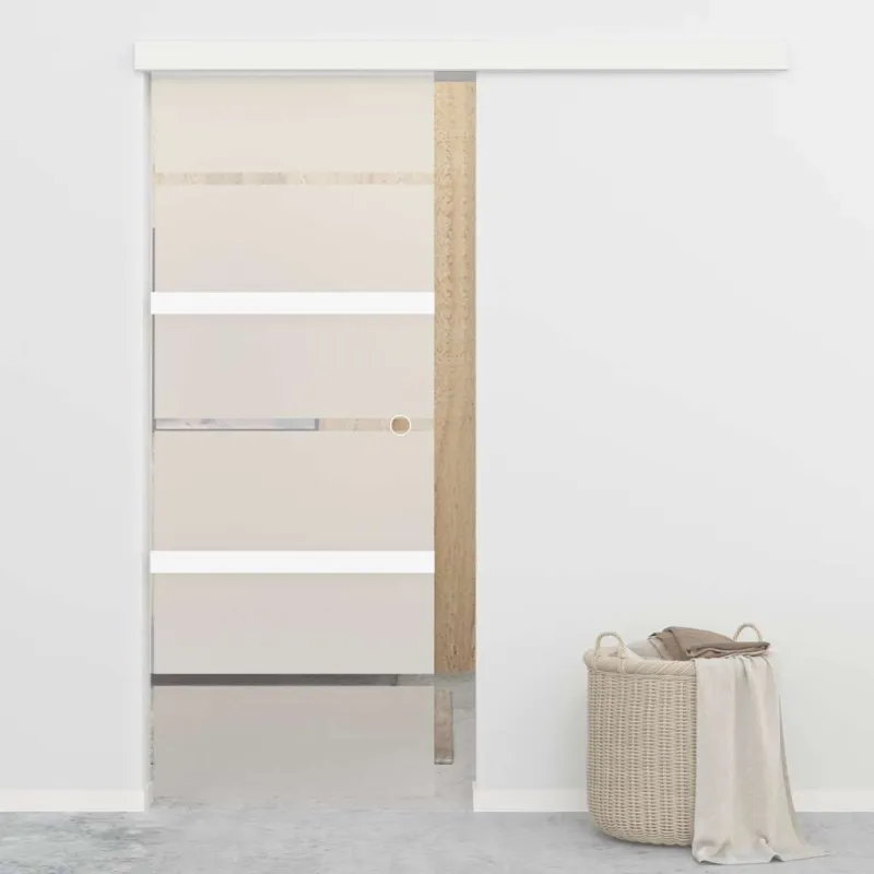 Stumdomos durys, sidabrinės, 76x212cm, aliuminis ir ESG stiklas