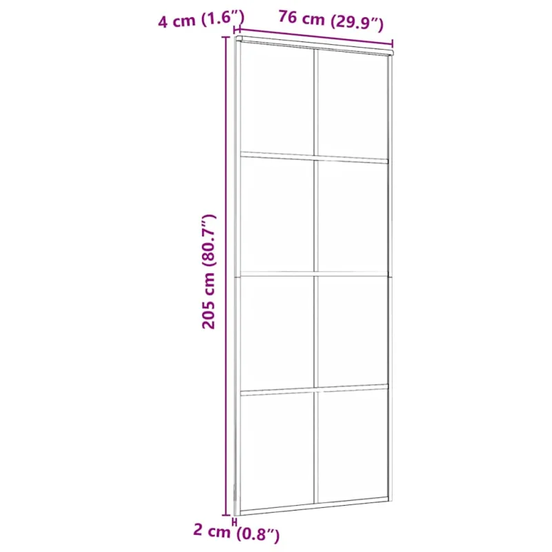 Stumdomos durys, juodos, 76x205cm, aliuminis ir ESG stiklas