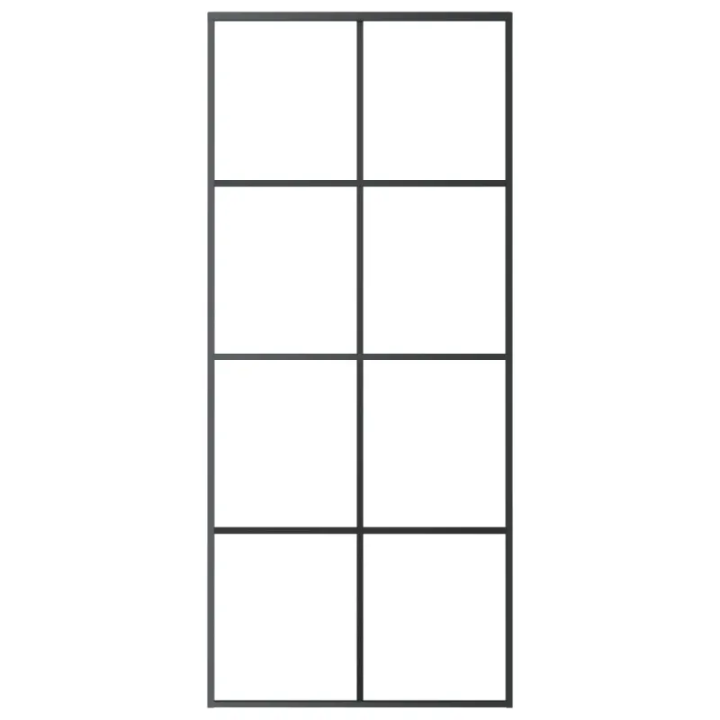 Stumdomos durys, juodos, 90x205cm, aliuminis ir ESG stiklas