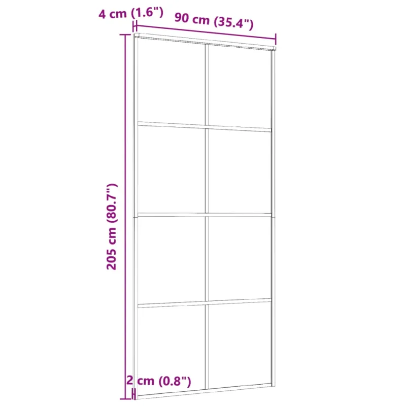 Stumdomos durys, juodos, 90x205cm, aliuminis ir ESG stiklas