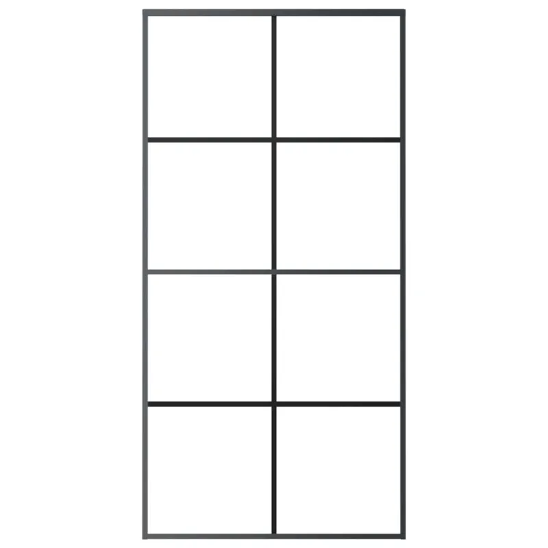 Stumdomos durys, juodos, 102,5x205cm, aliuminis ir ESG stiklas