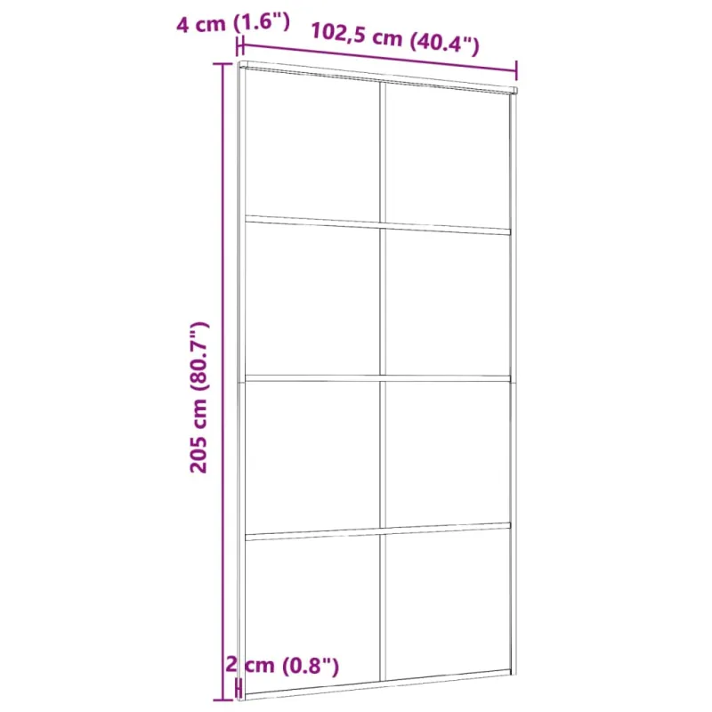 Stumdomos durys, juodos, 102,5x205cm, aliuminis ir ESG stiklas