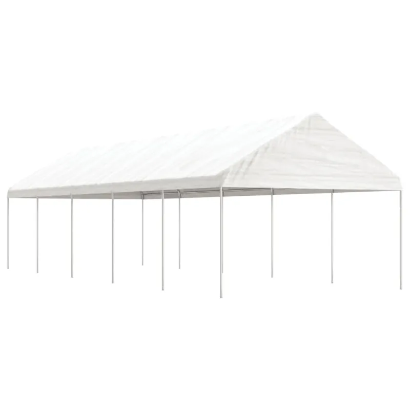 Pavėsinė su stogu, balta, 11,15x4,08x3,22m, polietilenas