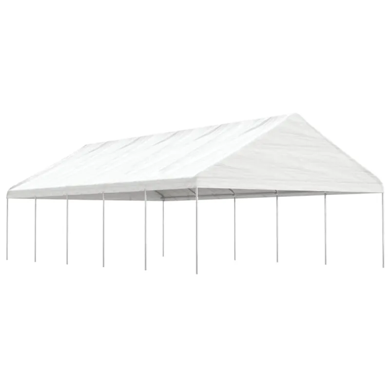 Pavėsinė su stogu, balta, 11,15x5,88x3,75m, polietilenas