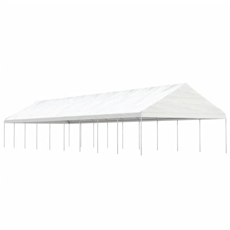 Pavėsinė su stogu, balta, 20,07x5,88x3,75m, polietilenas