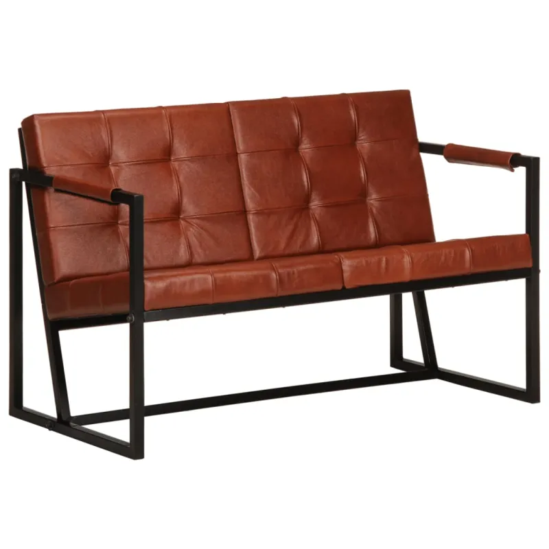 Dvivietė sofa, rudos spalvos, tikra ožkos oda