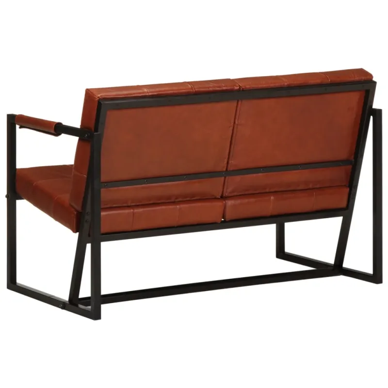 Dvivietė sofa, rudos spalvos, tikra ožkos oda