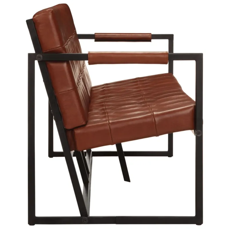 Trivietė sofa, rudos spalvos, tikra ožkos oda
