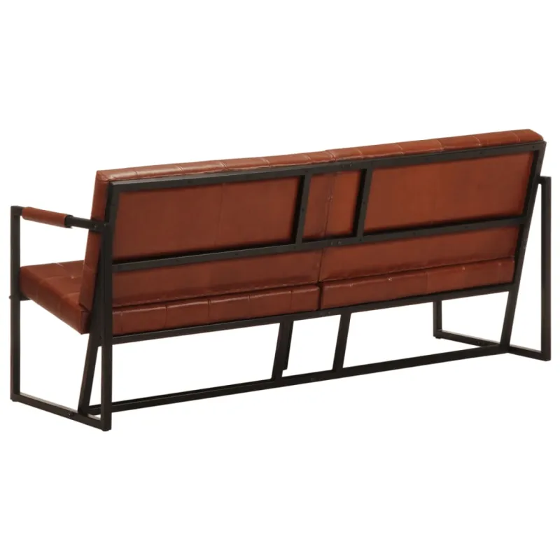 Trivietė sofa, rudos spalvos, tikra ožkos oda