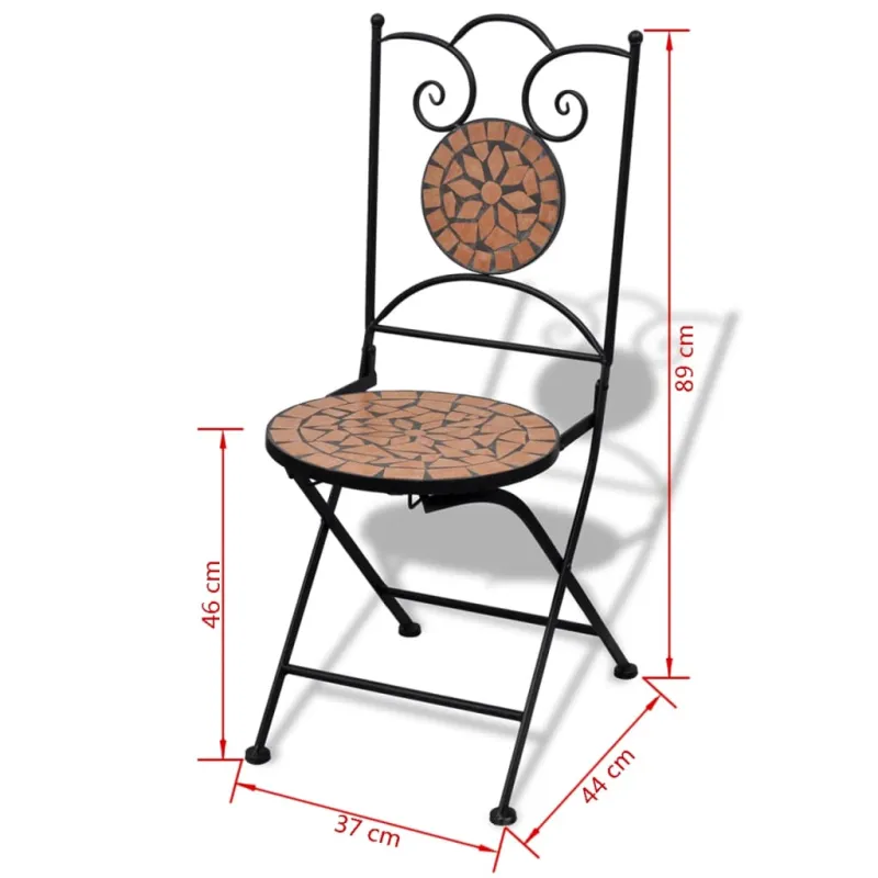 Bistrokalustekokoonpano, 3D, terrakotta, keraamiset laatat