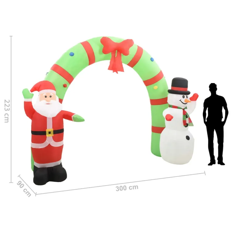 Pripučiama arka su Kalėdų Seneliu ir sniego seniu, LED, 223cm