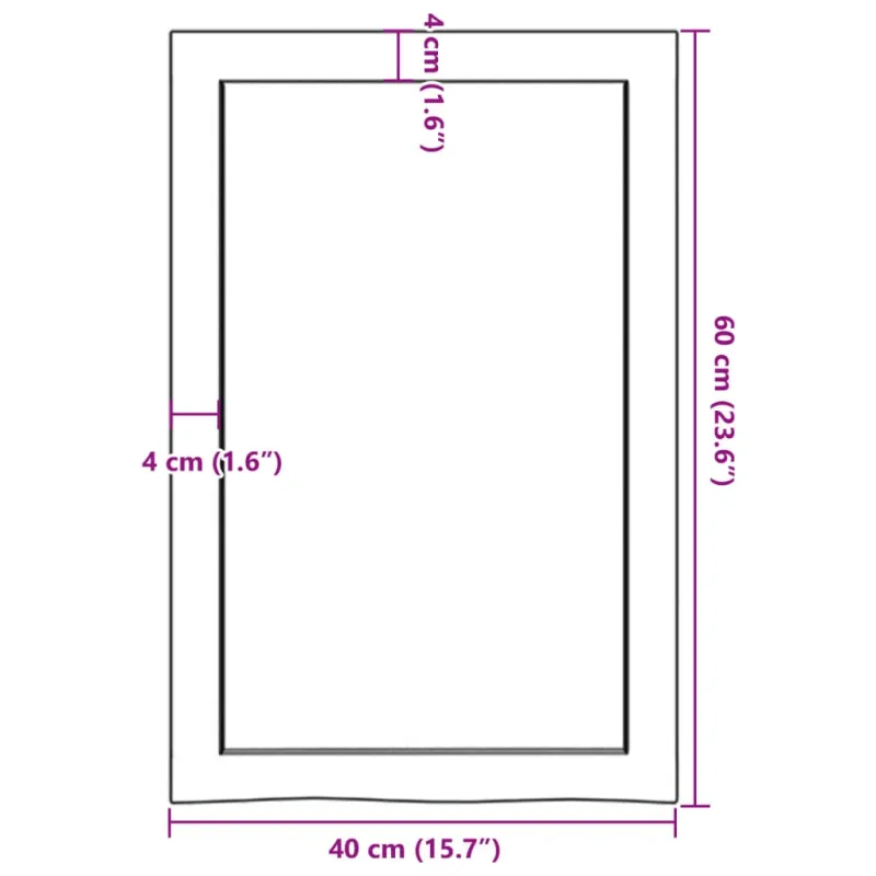 Vonios kambario stalviršis, 40x60x(2–6)cm, medienos masyvas