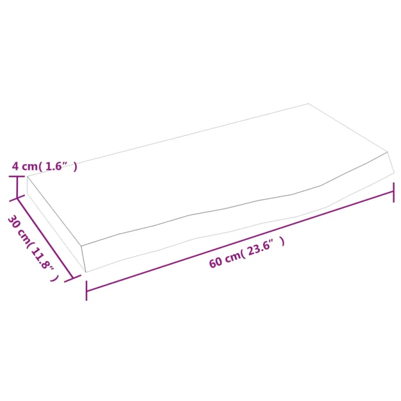 Vonios kambario stalviršis, 60x30x(2-4) cm, medienos masyvas