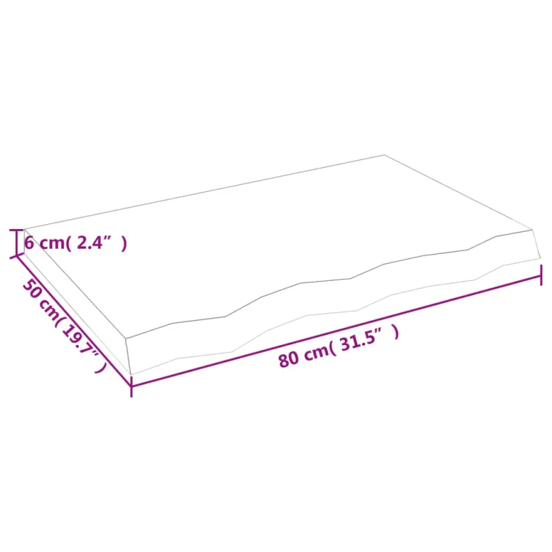Vonios kambario stalviršis, 80x50x(2–6)cm, medienos masyvas