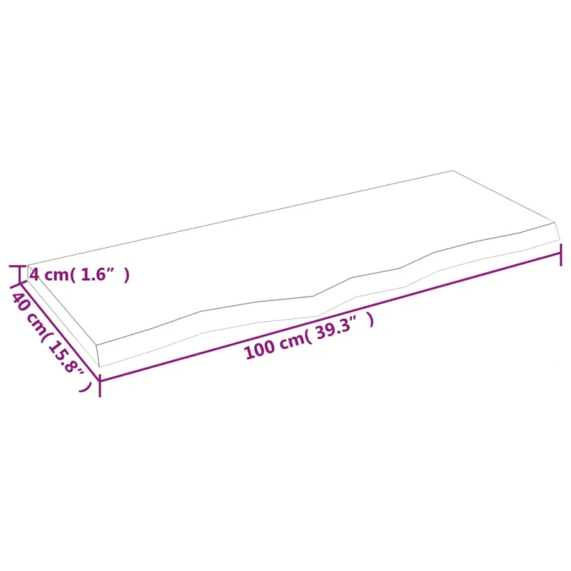 Vonios kambario stalviršis, 100x40x(2-4) cm, medienos masyvas