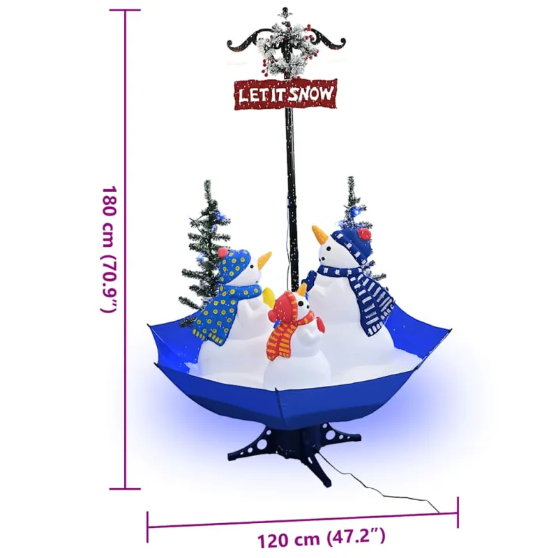 Eglutė su sniego funkcija ir skėčio pagrindu, mėlyna, 170cm, PVC