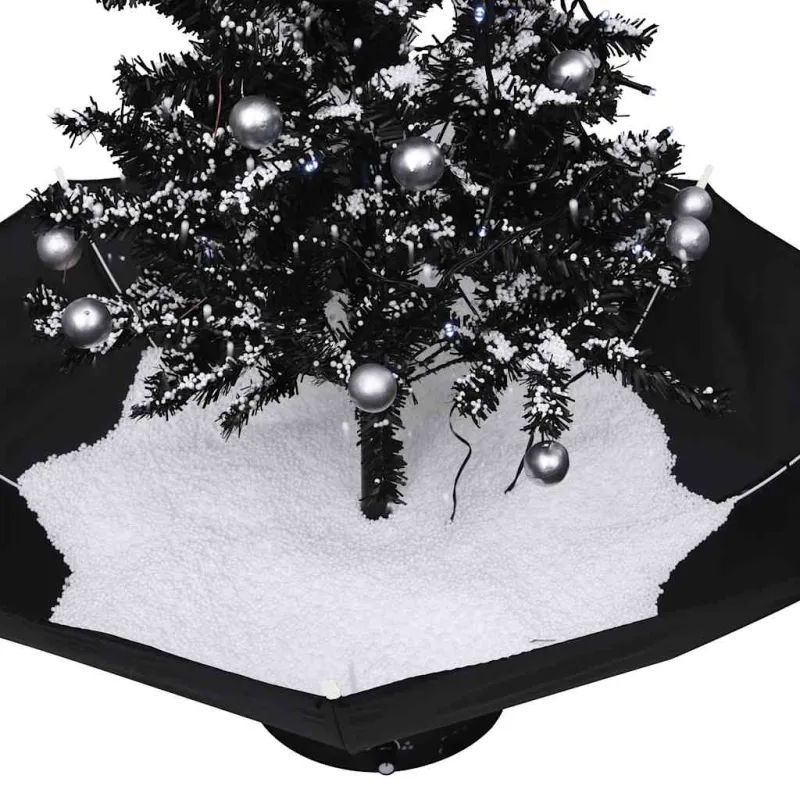 Eglutė su sniego funkcija ir skėčio pagrindu, juoda, 75cm, PVC