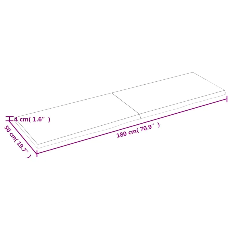 Vonios stalviršis, šviesiai rudas, 180x50x(2-4)cm, mediena