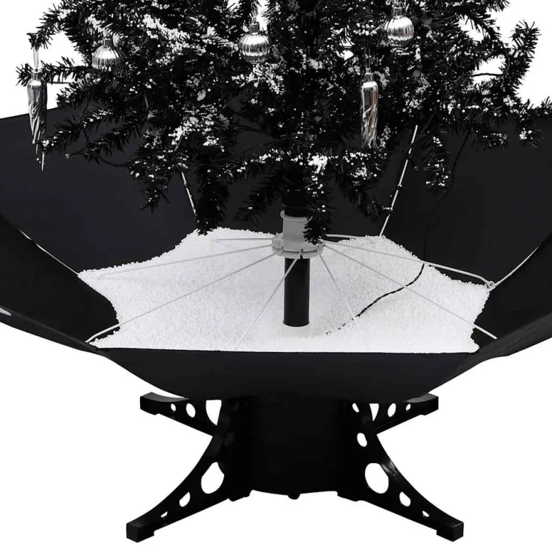 Eglutė su sniego funkcija ir skėčio pagrindu, juoda, 140cm, PVC