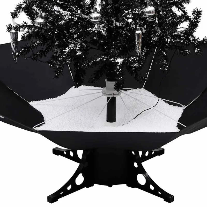 Eglutė su sniego funkcija ir skėčio pagrindu, juoda, 190cm, PVC