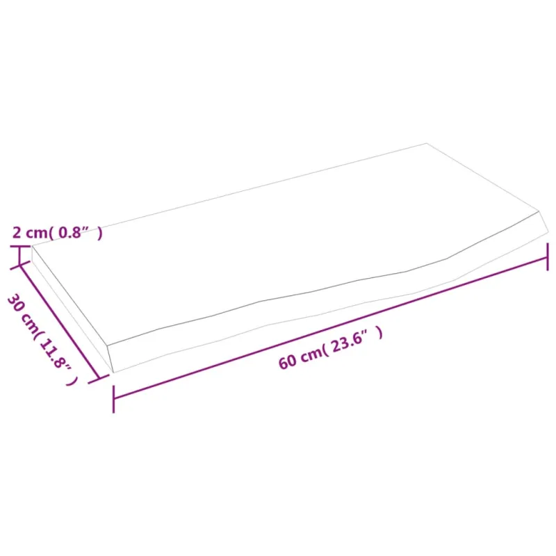 Vonios kambario stalviršis, tamsiai rudas, 60x30x2 cm, mediena