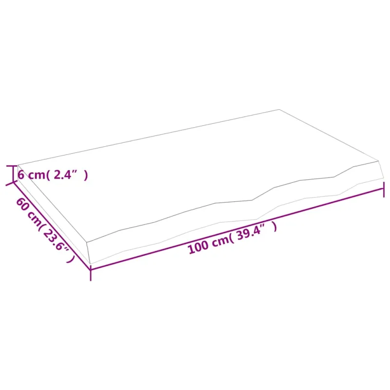 Vonios stalviršis, tamsiai rudas, 100x60x(2-6)cm, mediena