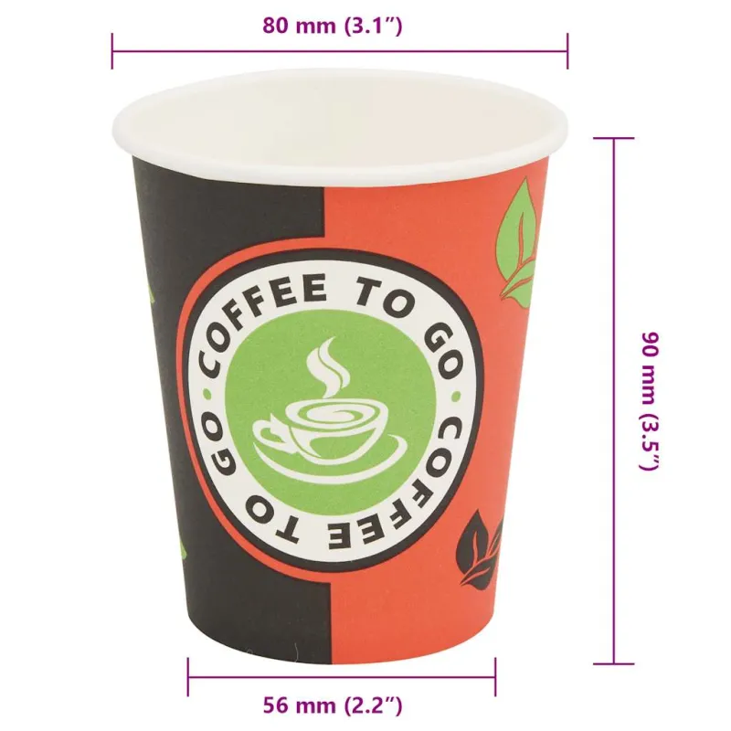 Vienk. kavos puodeliai, 1000 vnt., popieriniai, 240 ml (8 oz)