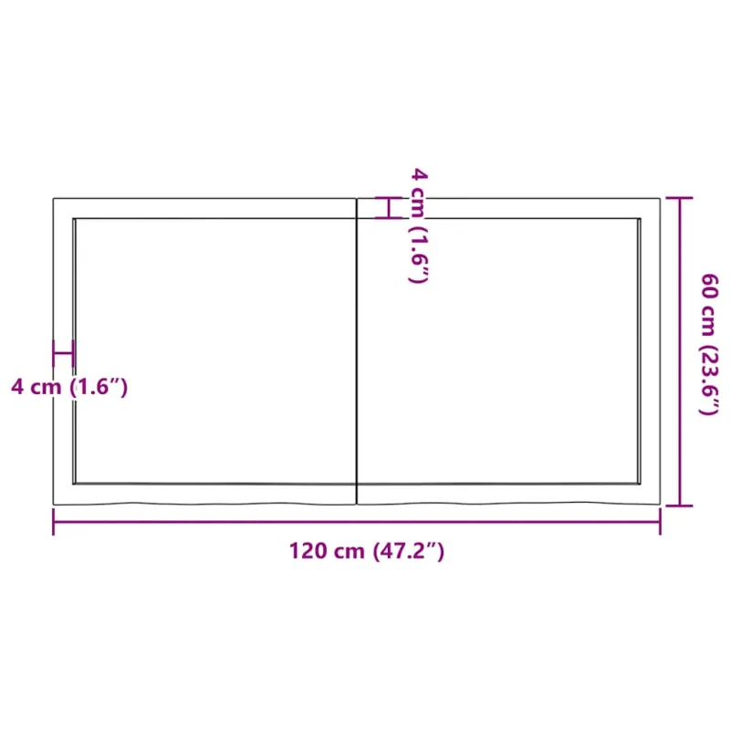 Vonios stalviršis, tamsiai rudas, 120x60x(2-6)cm, mediena