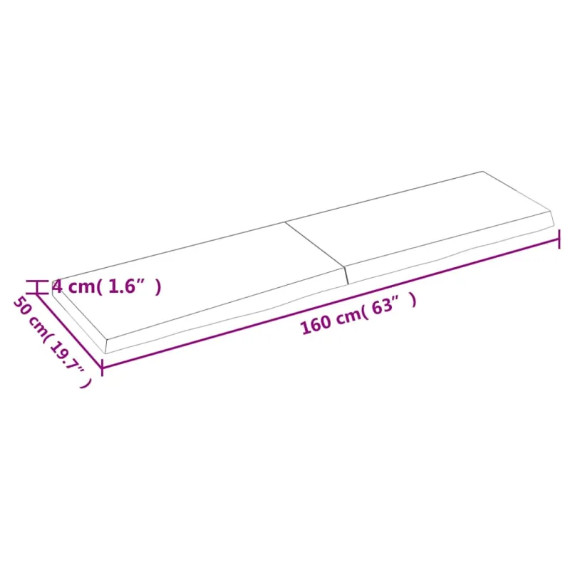 Vonios stalviršis, tamsiai rudas, 160x50x(2-4) cm, mediena
