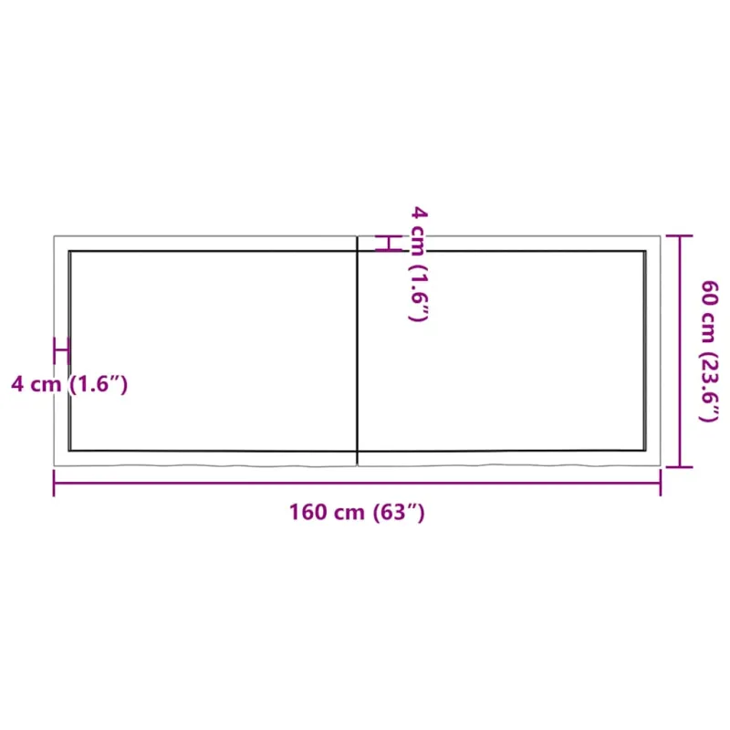 Vonios stalviršis, tamsiai rudas, 160x60x(2-6)cm, mediena