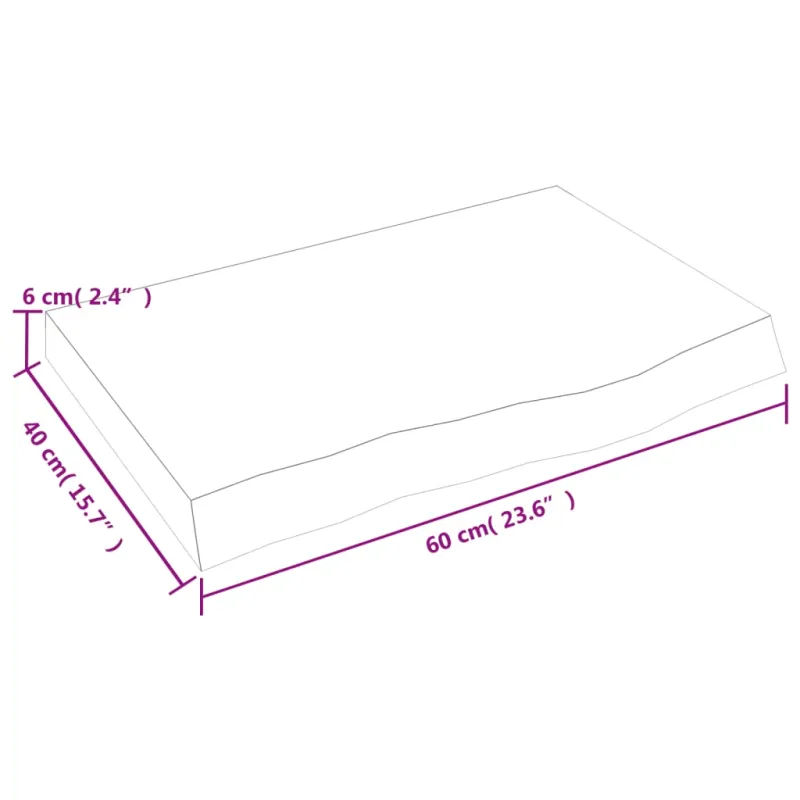 Stalviršis, 60x40x(2–6)cm, neapdorotas ąžuolo medienos masyvas