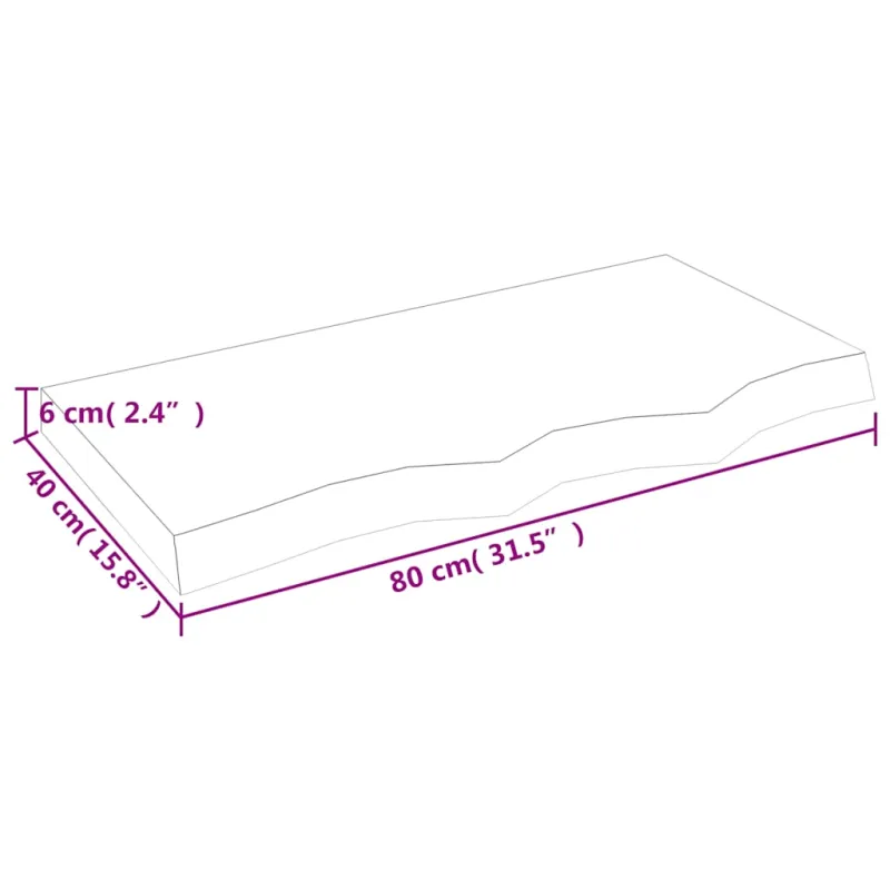 Stalviršis, 80x40x(2–6)cm, neapdorotas ąžuolo medienos masyvas