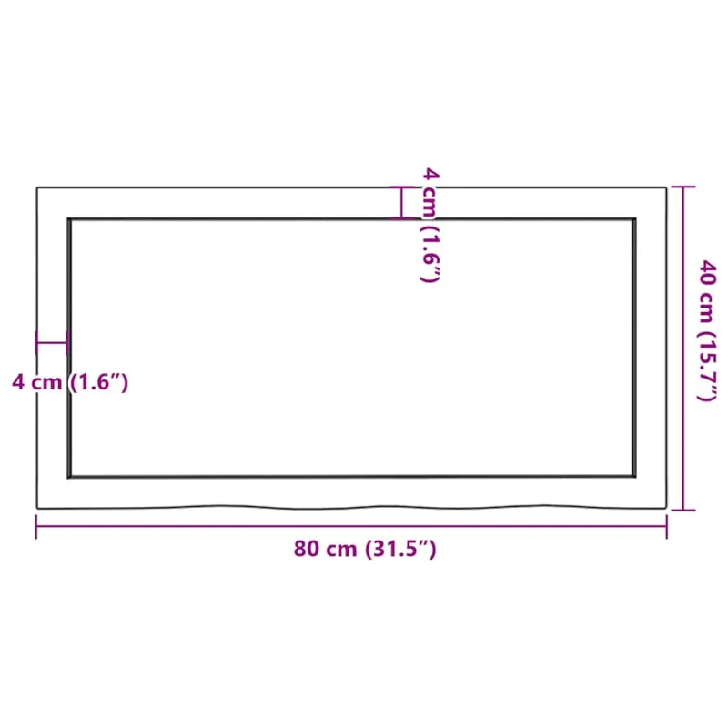 Stalviršis, 80x40x(2–6)cm, neapdorotas ąžuolo medienos masyvas