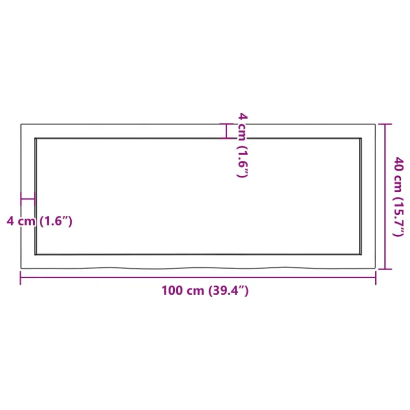 Stalviršis, 100x40x(2-4)cm, neapdorotas ąžuolo medienos masyvas