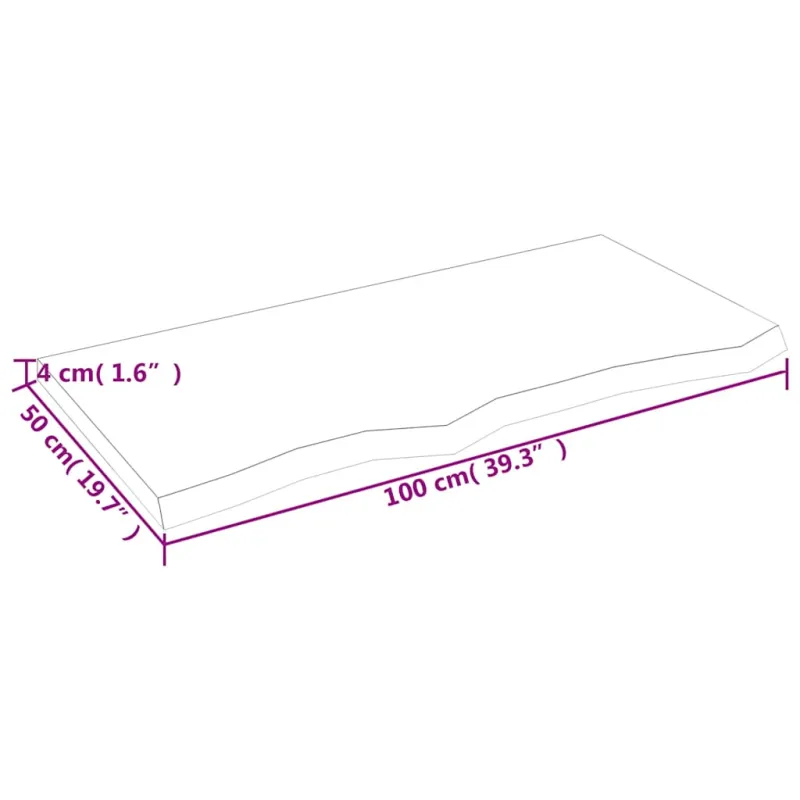 Stalviršis, 100x50x(2-4)cm, neapdorotas ąžuolo medienos masyvas