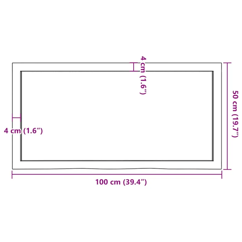 Stalviršis, 100x50x(2-4)cm, neapdorotas ąžuolo medienos masyvas