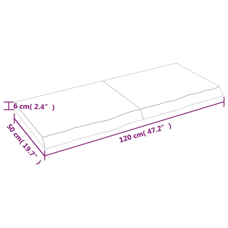 Stalviršis, šviesiai rudas, 120x50x(2-6) cm, medienos masyvas