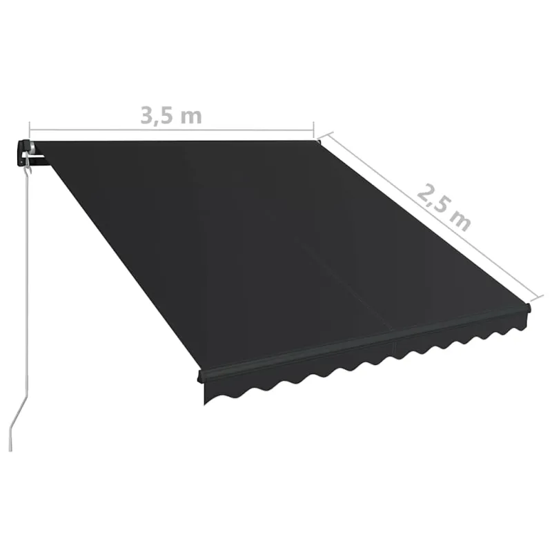 Rankiniu būdu ištraukiama markizė su LED, antracito, 350x250cm
