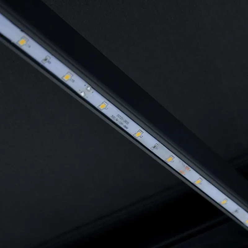 Rankiniu būdu ištraukiama markizė su LED, antracito, 450x300cm