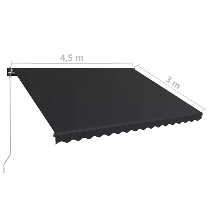 Rankiniu būdu ištraukiama markizė su LED, antracito, 450x300cm