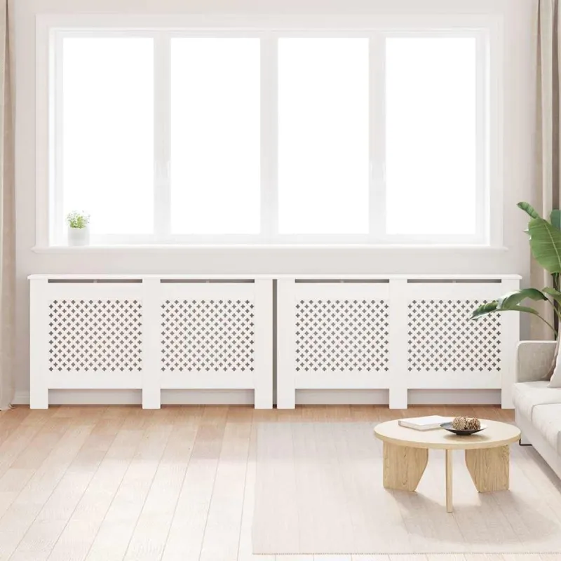 Radiatoriaus uždangalai, 2vnt., balti, 152x19x81,5cm, MDF