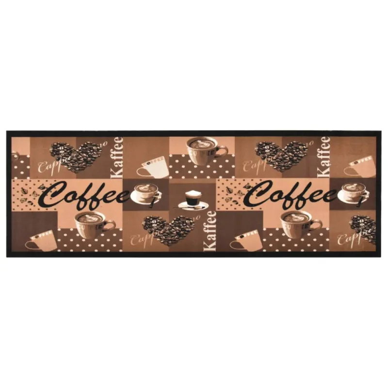 Virtuvės kilimas, mėlynas, 60x180cm, plaunamas, užrašai Coffee
