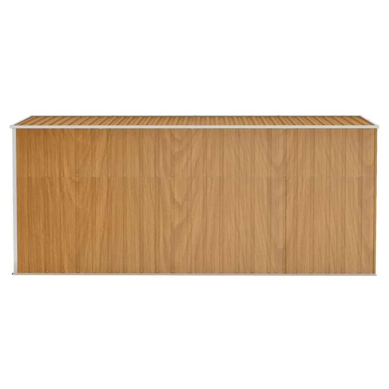 Prie sienos montuojamas sodo sandėliukas, rudas, 118x382x178 cm, cinkuotas plienas