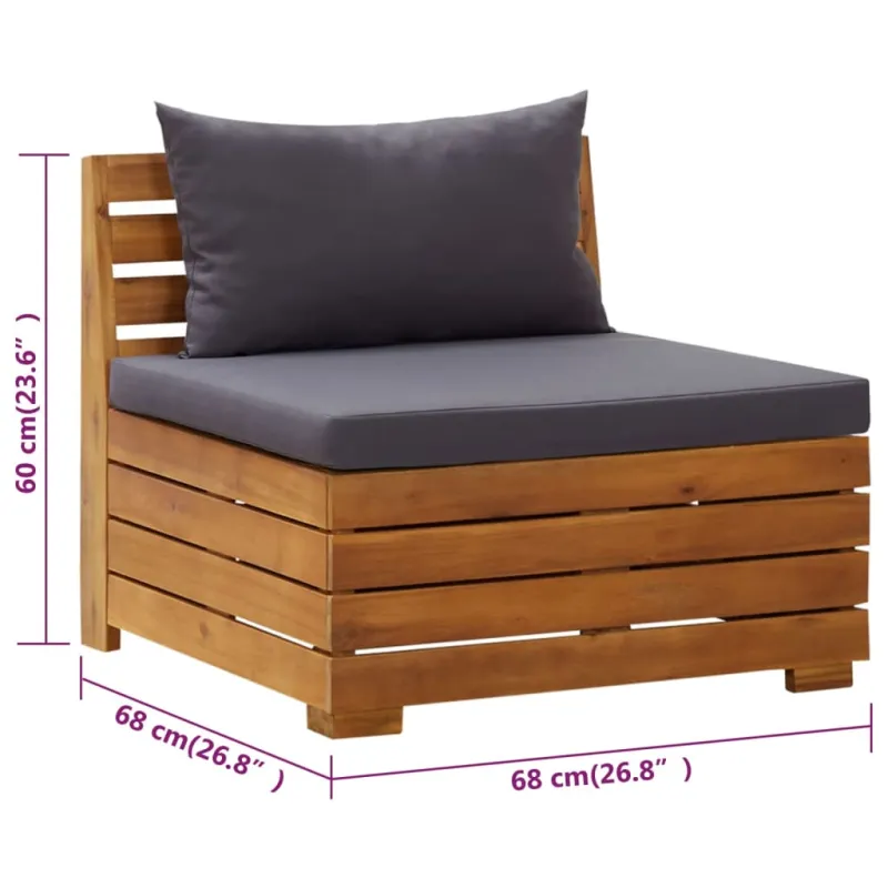 Dvivietė sodo sofa su pagalvėlėmis, akacijos medienos masyvas