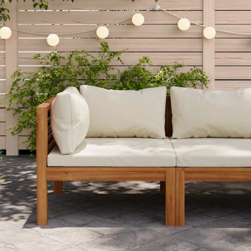 Modulinė kampinė sofa su kreminėmis pagalvėlėmis, akacija