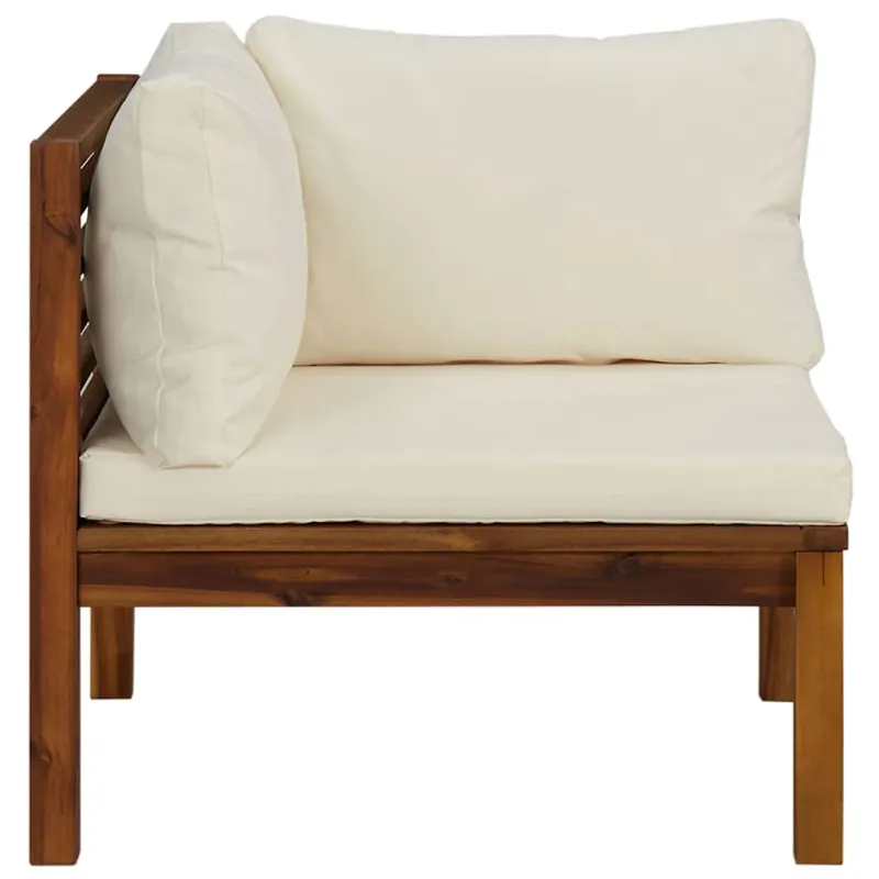 Modulinė kampinė sofa su kreminėmis pagalvėlėmis, akacija