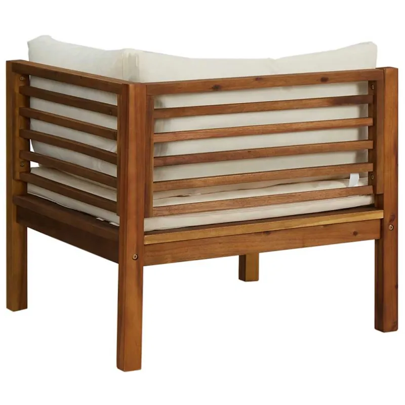 Modulinė kampinė sofa su kreminėmis pagalvėlėmis, akacija