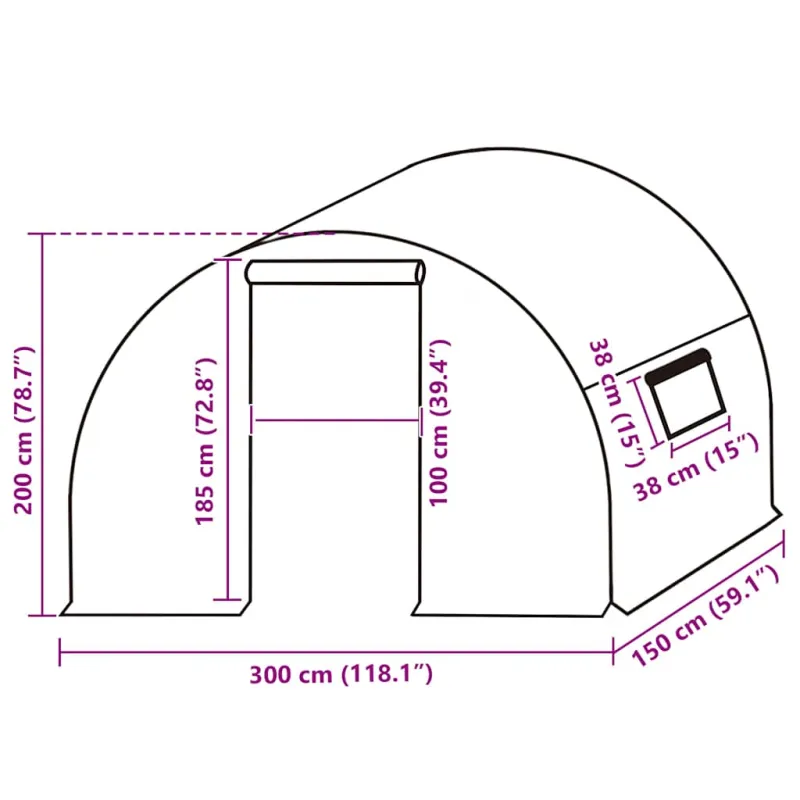 Pakaitinis šiltnamio apdangalas (4,5m²), skaidrus, 3x1,5x2m