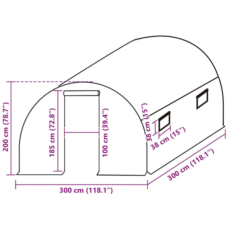 Pakaitinis šiltnamio apdangalas (9m²), skaidrus, 3x3x2m