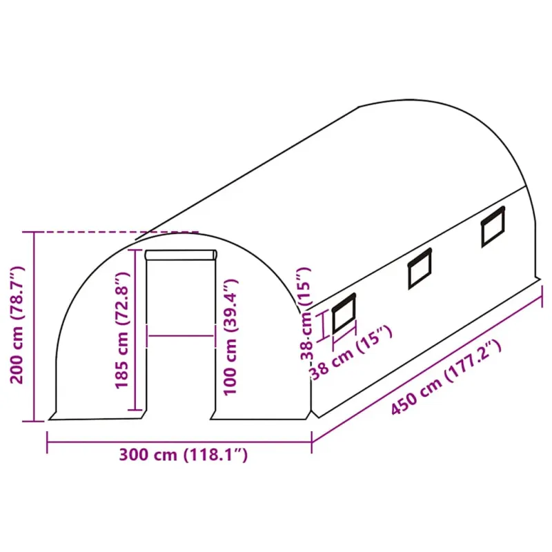 Pakaitinis šiltnamio apdangalas (13,5m²), skaidrus, 3x4,5x2m